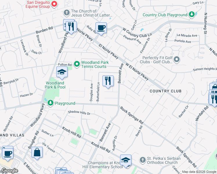 map of restaurants, bars, coffee shops, grocery stores, and more near 1541 Indian Summer Court in San Marcos