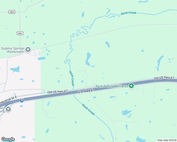 map of restaurants, bars, coffee shops, grocery stores, and more near 525 Interstate 30 Service Road Northeast in Sulphur Springs