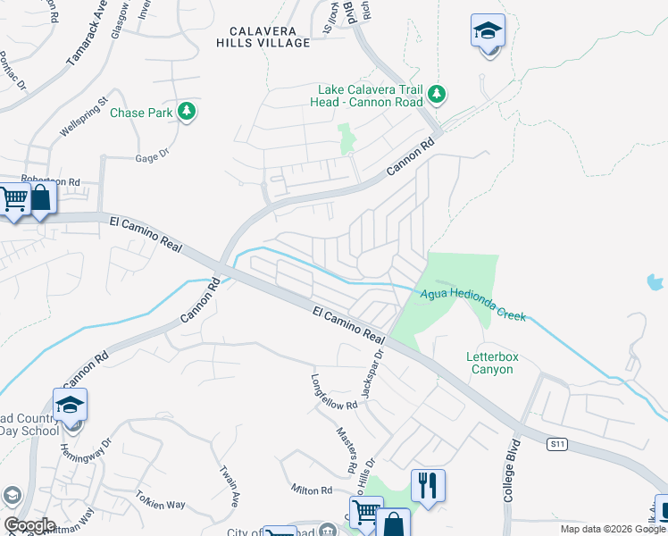 map of restaurants, bars, coffee shops, grocery stores, and more near 3421 Don Cota Drive in Carlsbad