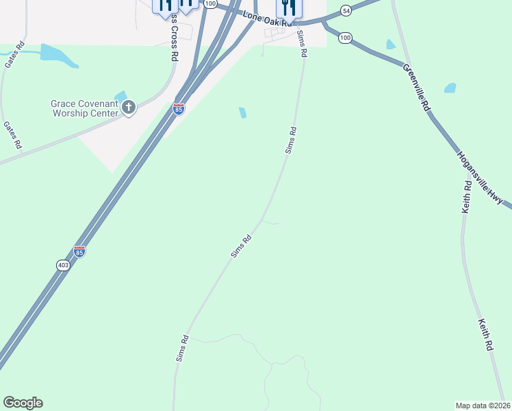 map of restaurants, bars, coffee shops, grocery stores, and more near 1431 Sims Road in Hogansville