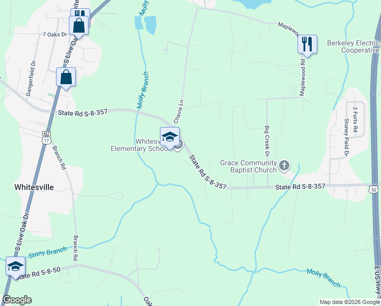 map of restaurants, bars, coffee shops, grocery stores, and more near 324 State Road S-8-357 in Moncks Corner