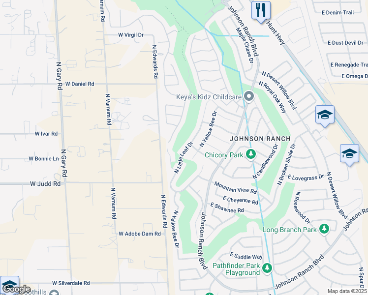 map of restaurants, bars, coffee shops, grocery stores, and more near 29746 North Little Leaf Drive in San Tan Valley