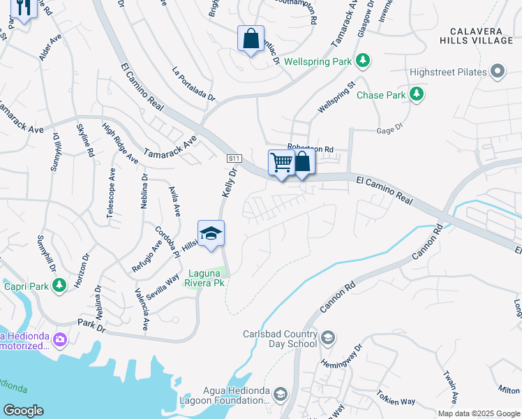 map of restaurants, bars, coffee shops, grocery stores, and more near 2572 Chamomile Lane in Carlsbad