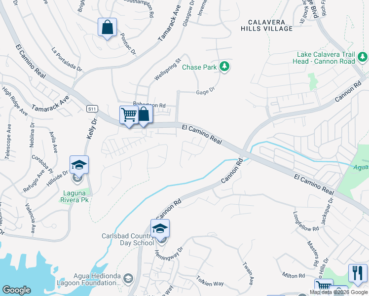 map of restaurants, bars, coffee shops, grocery stores, and more near 4982 Crestview Drive in Carlsbad