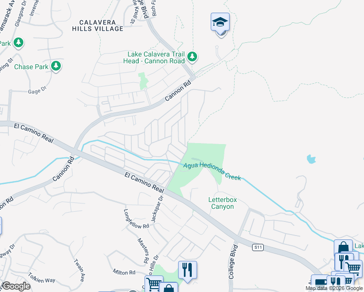 map of restaurants, bars, coffee shops, grocery stores, and more near 3418 Don Carlos Drive in Carlsbad