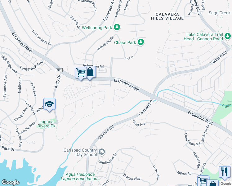 map of restaurants, bars, coffee shops, grocery stores, and more near 4982 Crestview Drive in Carlsbad