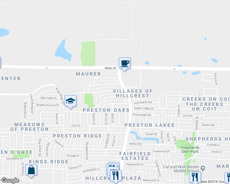 map of restaurants, bars, coffee shops, grocery stores, and more near 10817 Red Cedar Drive in Frisco