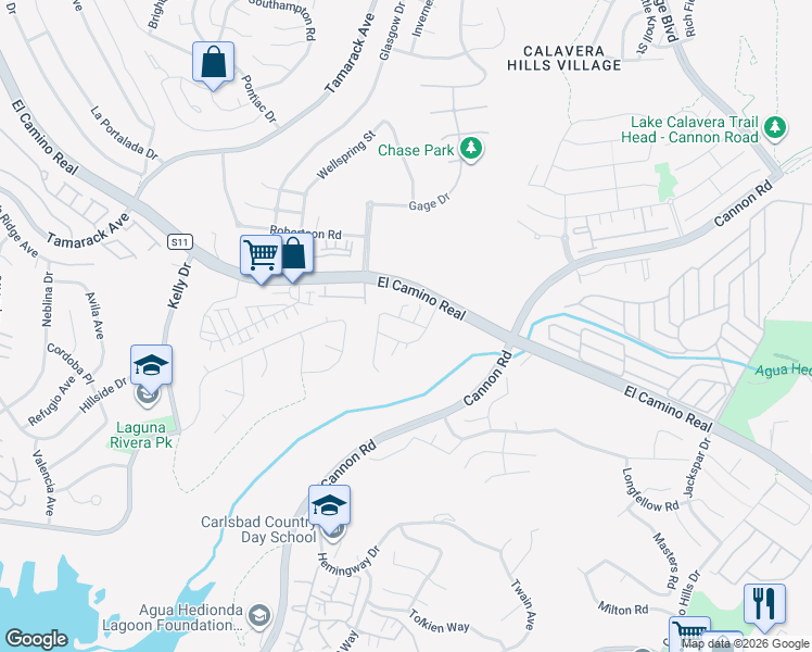map of restaurants, bars, coffee shops, grocery stores, and more near 4997 Eucalyptus Lane in Carlsbad