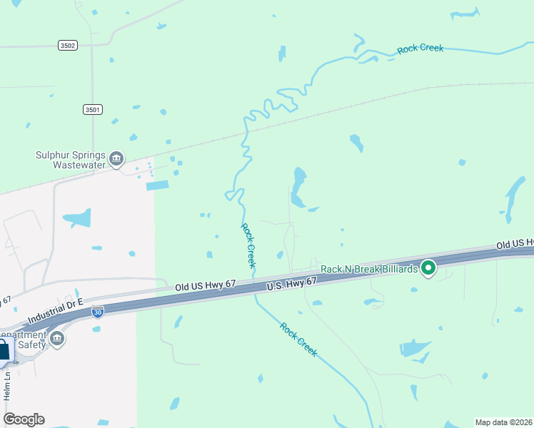 map of restaurants, bars, coffee shops, grocery stores, and more near 525 Interstate 30 Service Road Northeast in Sulphur Springs