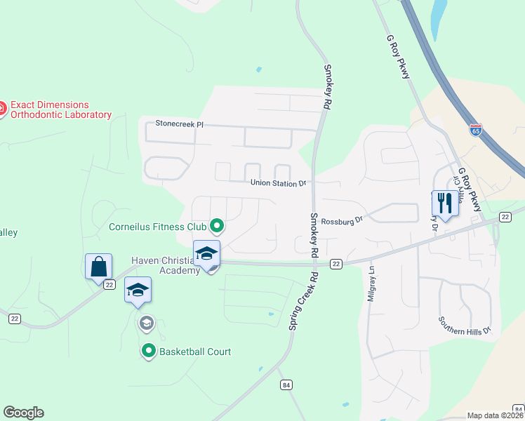 map of restaurants, bars, coffee shops, grocery stores, and more near 160 Waterstone Way in Montevallo