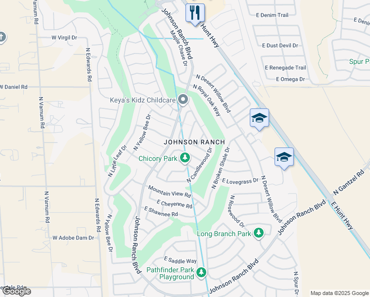 map of restaurants, bars, coffee shops, grocery stores, and more near 346 E Clairidge Dr in Queen Creek