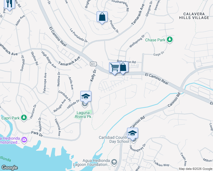 map of restaurants, bars, coffee shops, grocery stores, and more near 2559 Delphinium Lane in Carlsbad