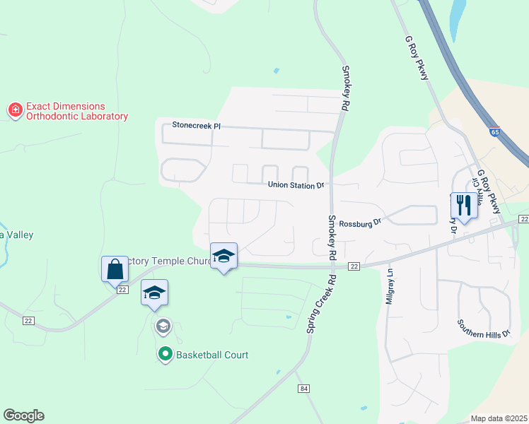 map of restaurants, bars, coffee shops, grocery stores, and more near 828 Michelle Manor in Montevallo