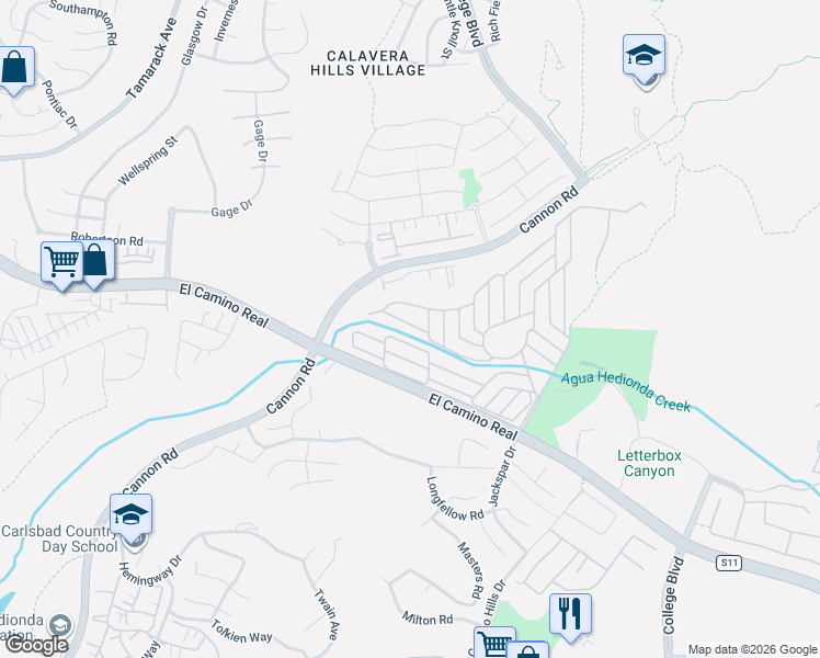 map of restaurants, bars, coffee shops, grocery stores, and more near 5157 Don Mata Drive in Carlsbad