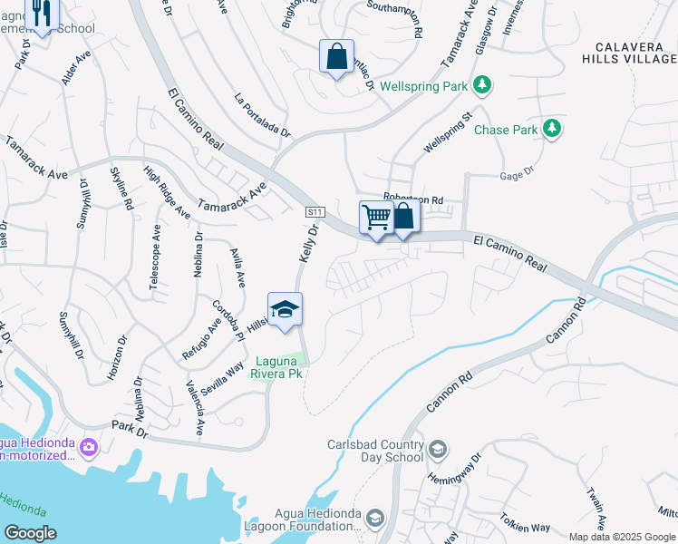 map of restaurants, bars, coffee shops, grocery stores, and more near 2440 Calendula Lane in Carlsbad