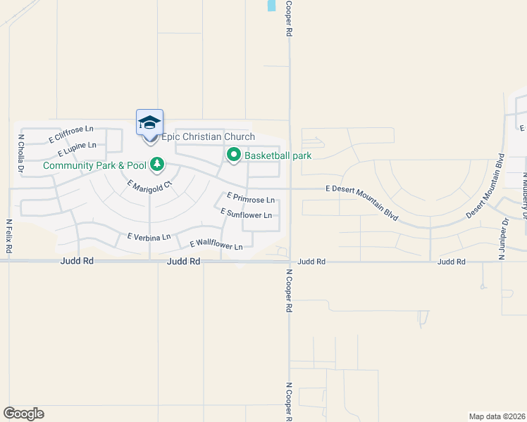 map of restaurants, bars, coffee shops, grocery stores, and more near 11618 East Sunflower Lane in Florence