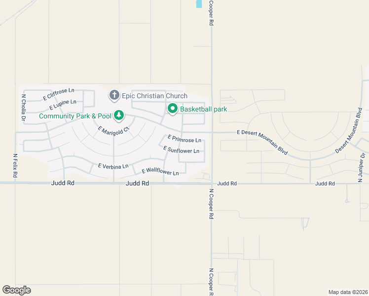 map of restaurants, bars, coffee shops, grocery stores, and more near 11618 East Sunflower Lane in Florence