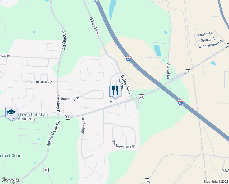 map of restaurants, bars, coffee shops, grocery stores, and more near 408 Daventry Circle in Calera