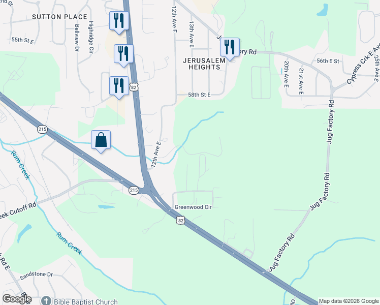 map of restaurants, bars, coffee shops, grocery stores, and more near 6331 Greenwood Drive in Tuscaloosa