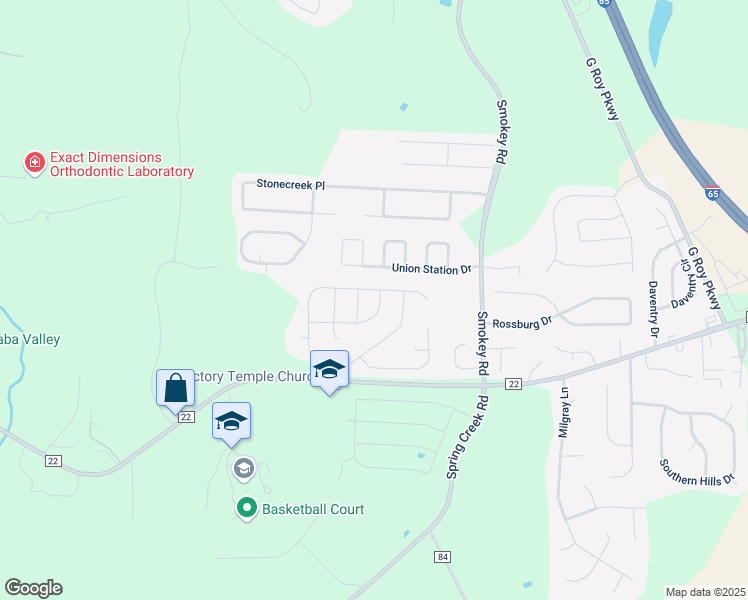 map of restaurants, bars, coffee shops, grocery stores, and more near 828 Michelle Manor in Montevallo