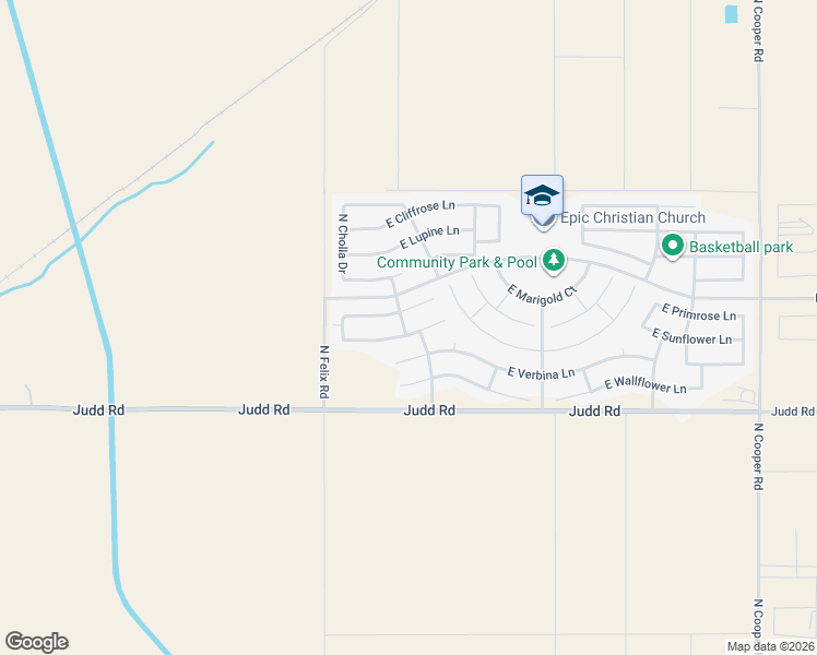 map of restaurants, bars, coffee shops, grocery stores, and more near 10490 East Sunflower Lane in Florence