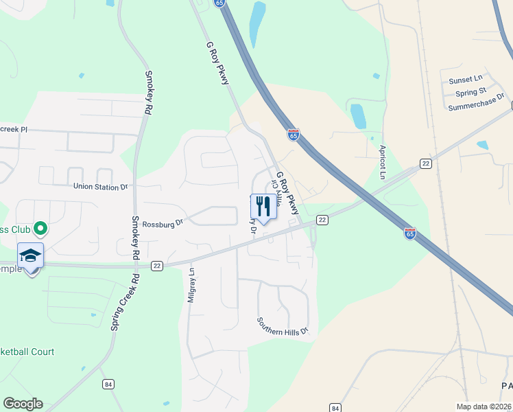 map of restaurants, bars, coffee shops, grocery stores, and more near 408 Daventry Circle in Calera