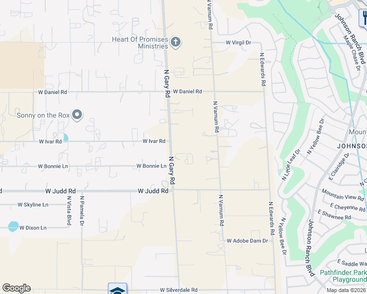 map of restaurants, bars, coffee shops, grocery stores, and more near 29849 North Gary Road in Queen Creek