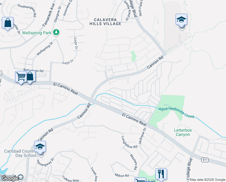map of restaurants, bars, coffee shops, grocery stores, and more near 5157 Don Mata Drive in Carlsbad