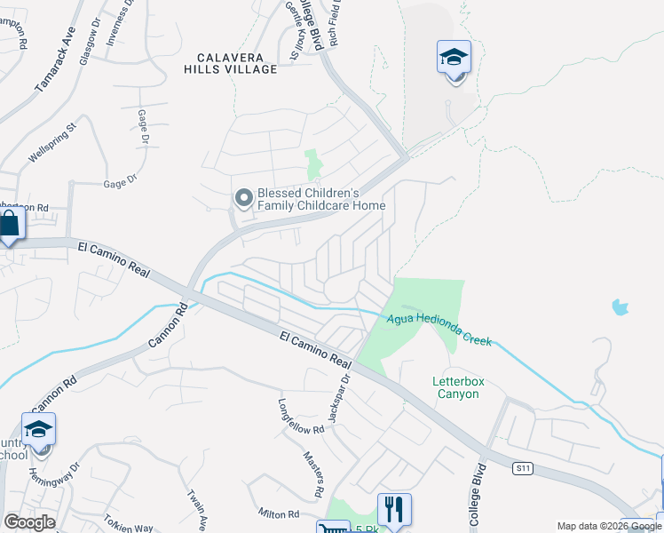 map of restaurants, bars, coffee shops, grocery stores, and more near 3563 Don Juan Drive in Carlsbad