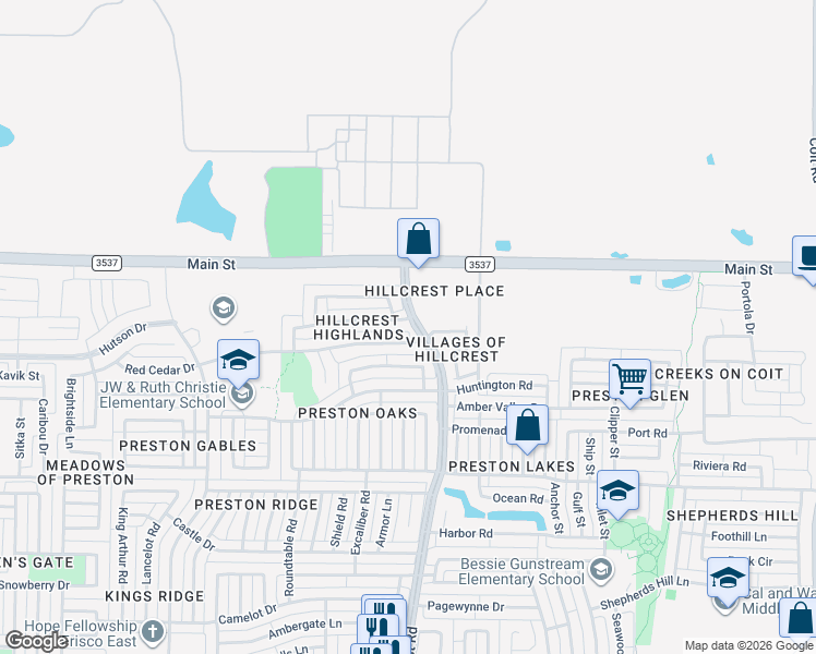 map of restaurants, bars, coffee shops, grocery stores, and more near 10907 Red Cedar Drive in Frisco