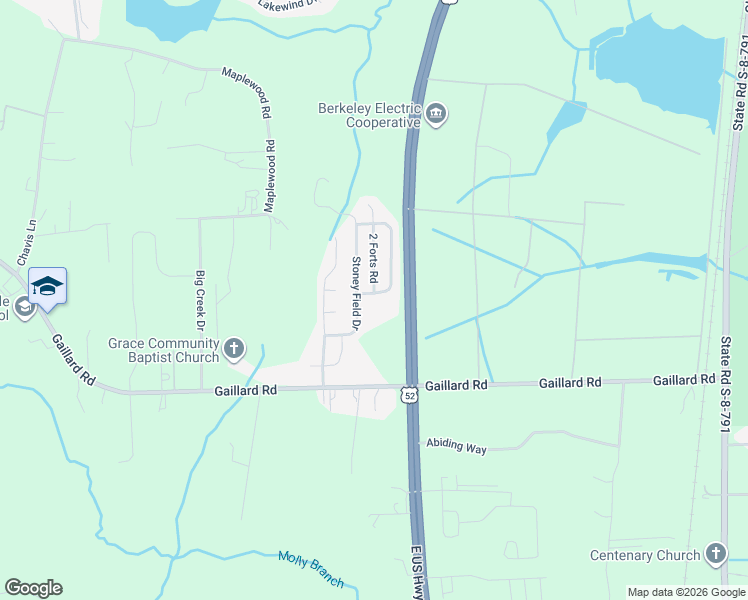 map of restaurants, bars, coffee shops, grocery stores, and more near 1843 U.S. 52 in Moncks Corner