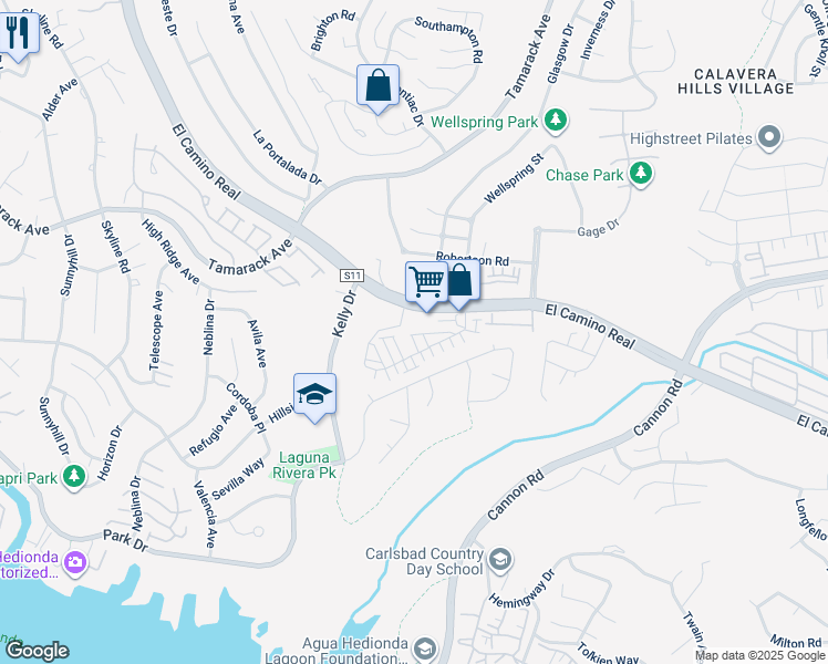 map of restaurants, bars, coffee shops, grocery stores, and more near 4724 Parsley Lane in Carlsbad