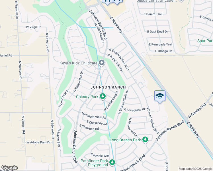map of restaurants, bars, coffee shops, grocery stores, and more near 346 East Clairidge Drive in Queen Creek