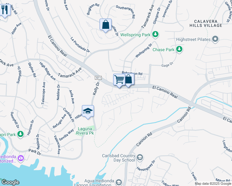 map of restaurants, bars, coffee shops, grocery stores, and more near 4724 Parsley Lane in Carlsbad