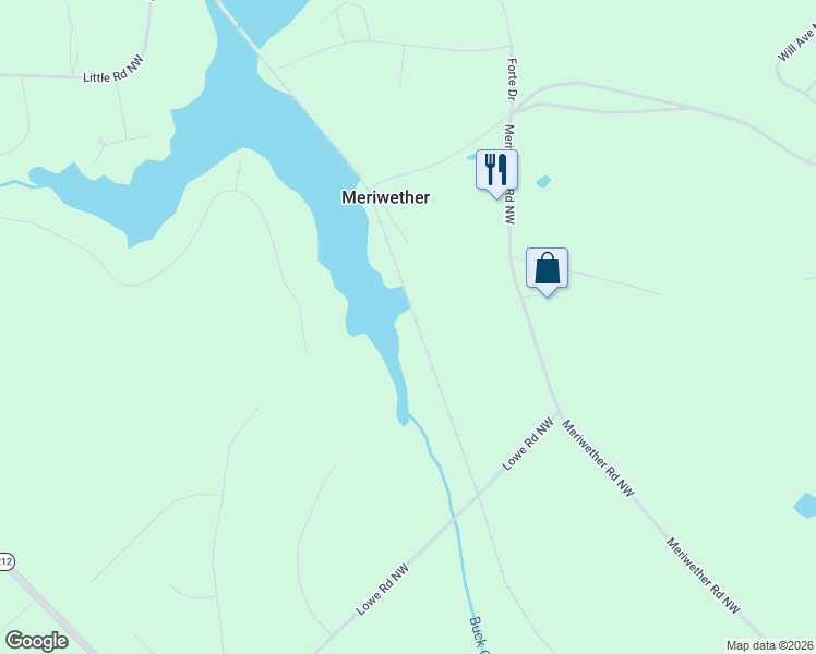 map of restaurants, bars, coffee shops, grocery stores, and more near 125 Lowe Road Northwest in Milledgeville