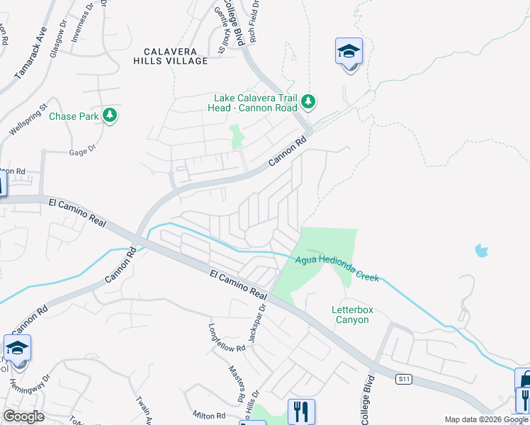 map of restaurants, bars, coffee shops, grocery stores, and more near 3438 Don Ortega Drive in Carlsbad