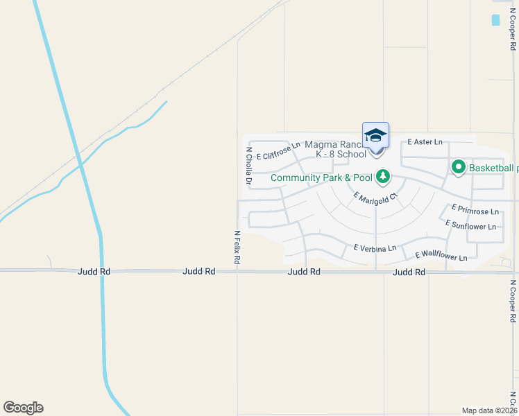 map of restaurants, bars, coffee shops, grocery stores, and more near 10312 East Primrose Lane in Florence