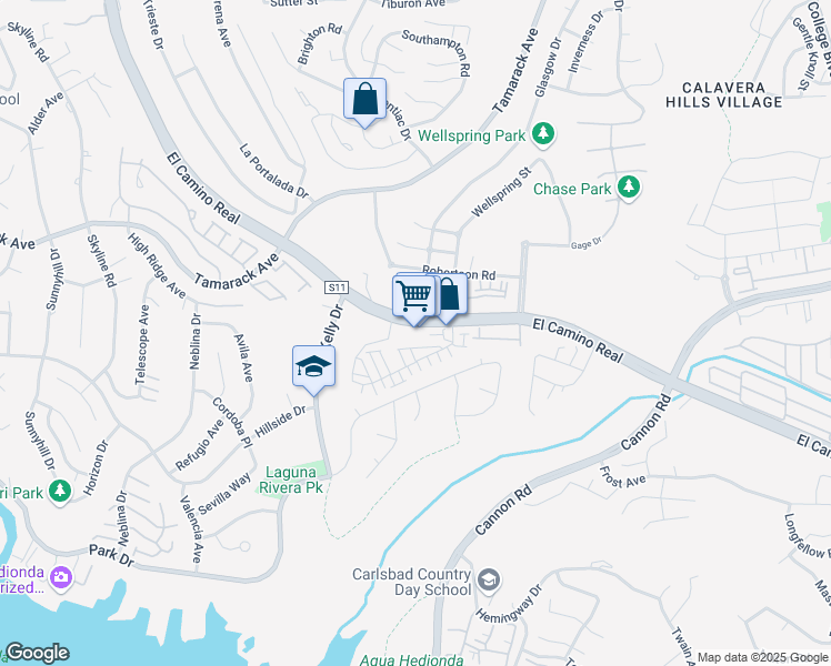 map of restaurants, bars, coffee shops, grocery stores, and more near 4901 El Camino Real in Carlsbad