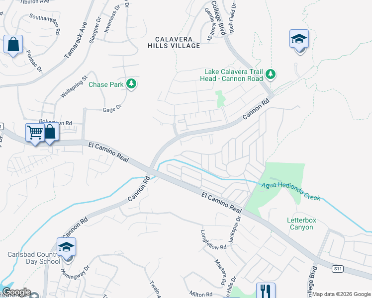 map of restaurants, bars, coffee shops, grocery stores, and more near 5140 Don Rodolfo Drive in Carlsbad