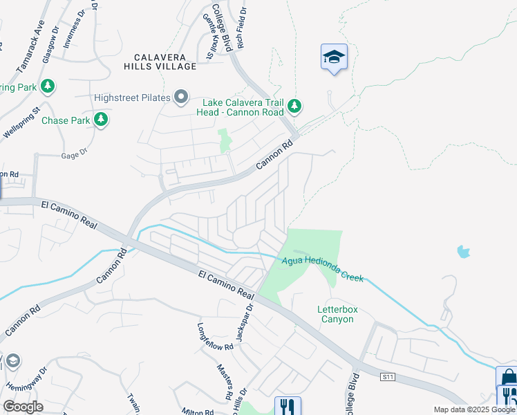 map of restaurants, bars, coffee shops, grocery stores, and more near 3445 Don Ortega Drive in Carlsbad