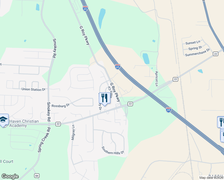 map of restaurants, bars, coffee shops, grocery stores, and more near 472 Daventry Circle in Calera