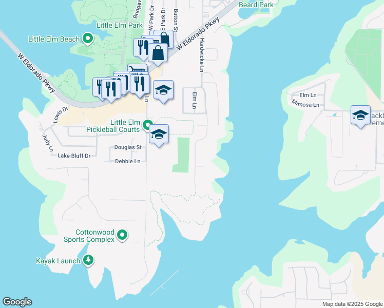 map of restaurants, bars, coffee shops, grocery stores, and more near 349 Hardwicke Lane in Little Elm