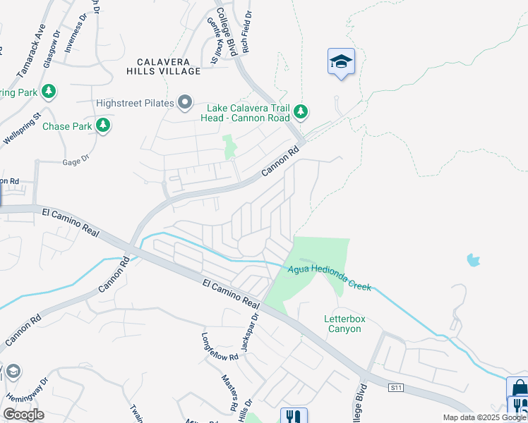 map of restaurants, bars, coffee shops, grocery stores, and more near 3445 Don Ortega Drive in Carlsbad
