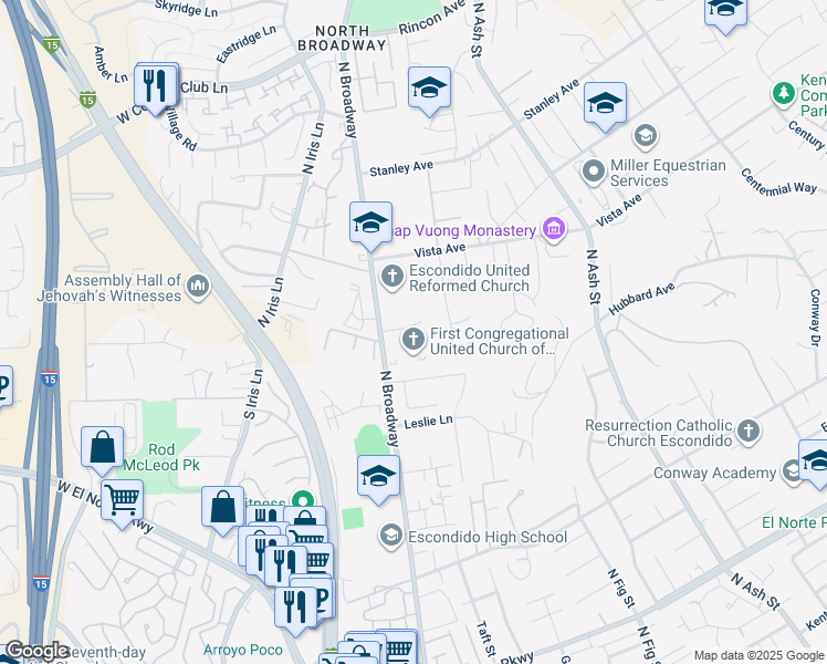 map of restaurants, bars, coffee shops, grocery stores, and more near 129 Brava Place in Escondido