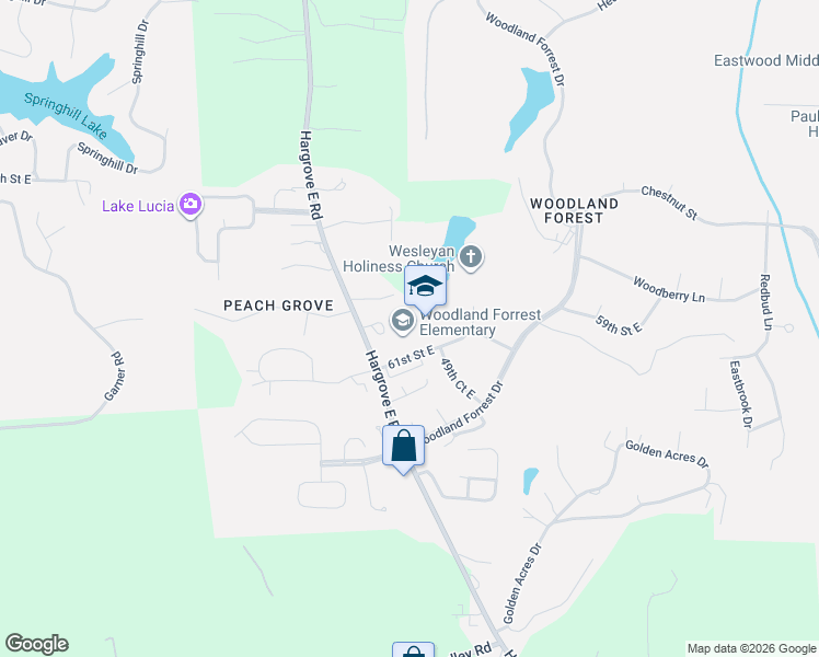 map of restaurants, bars, coffee shops, grocery stores, and more near 6001 Hargrove Road East in Tuscaloosa