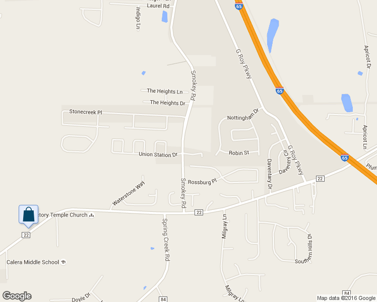 map of restaurants, bars, coffee shops, grocery stores, and more near 117 Little John Circle in Calera