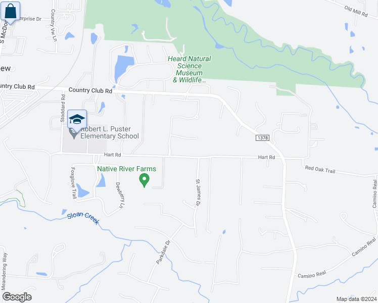 map of restaurants, bars, coffee shops, grocery stores, and more near 1017 Hart Road in Fairview