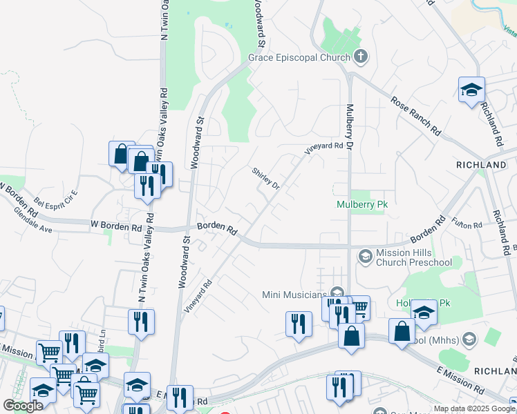 map of restaurants, bars, coffee shops, grocery stores, and more near 480 Chardonnay Court in San Marcos