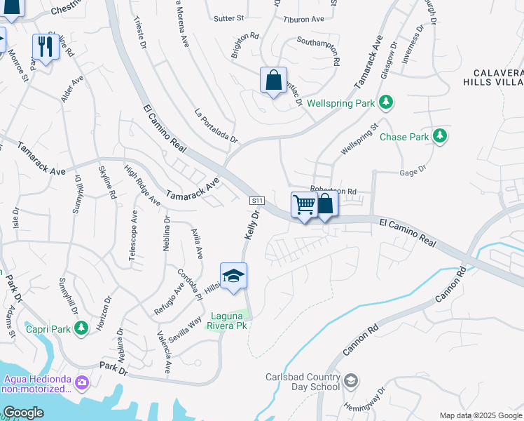 map of restaurants, bars, coffee shops, grocery stores, and more near 4820 Kelly Drive in Carlsbad