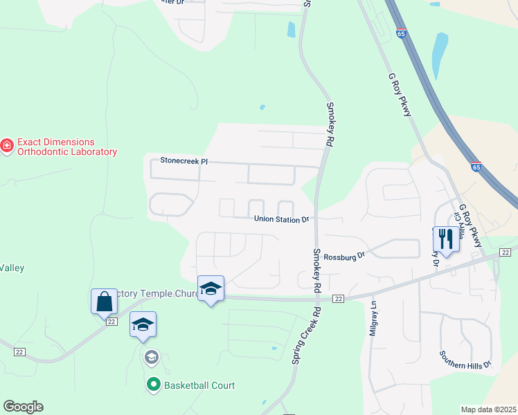 map of restaurants, bars, coffee shops, grocery stores, and more near 511 Union Station Place in Calera